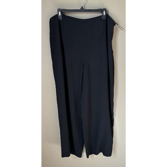 Eileen Fisher Woman Size 1X Black Tapered Dress Pant Side Zip Wide Leg - Picture 1 of 9